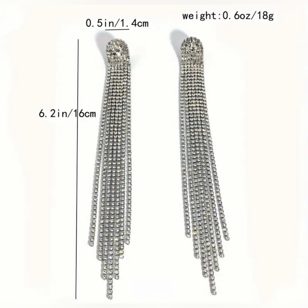 Elegant Silver Crystal Dangle Earrings - Picture 3 of 6